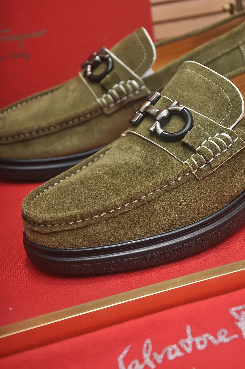 Men's shoes 💰440💶[Ferragamo/Ferragamo] The latest model in the counter. Original imported high-quality cowhide with open sides + imported 🐂 water-dyed cowhide lining + original luxury metal buckle + original combined outsole. No pressure for comparison. 38--45 (45 is custom-made and cannot be returned or exchanged)